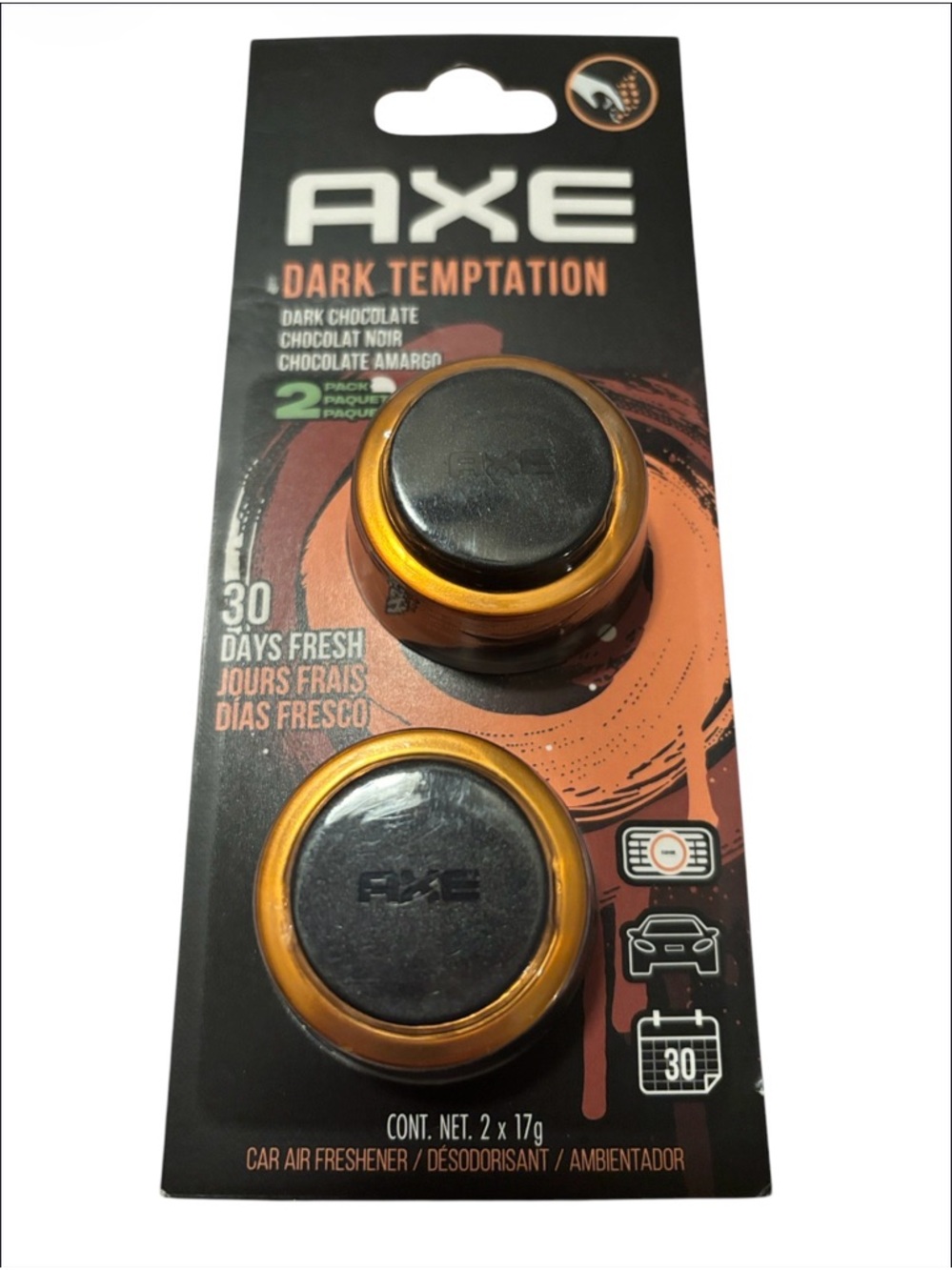 Axe | Bundle Dark Temptation Dark Chocolate 2 Pack 30 Day Fresh Vehicle Smell 2 - Picture 2 of 15